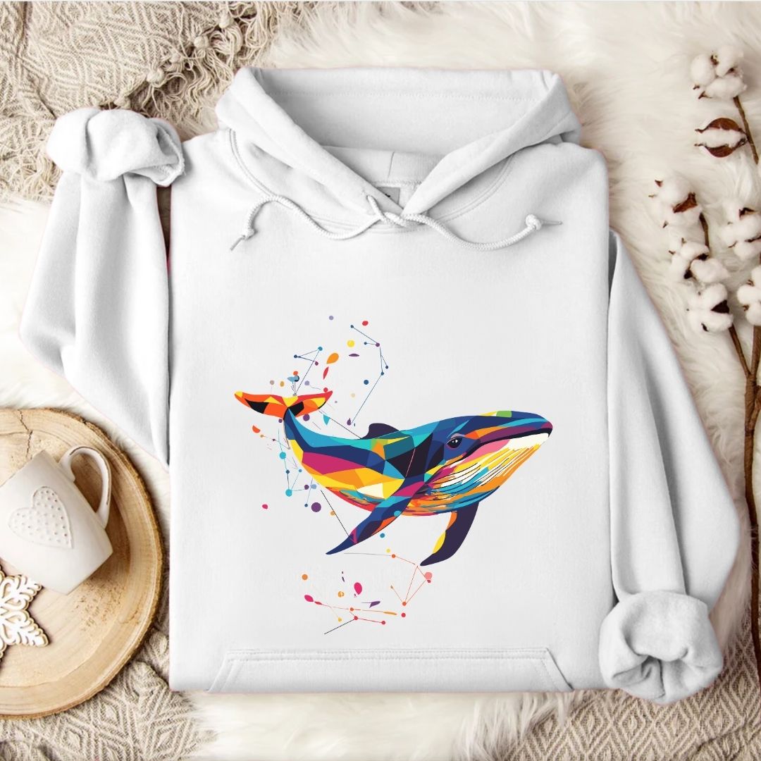 Geometric Whale Hoodie