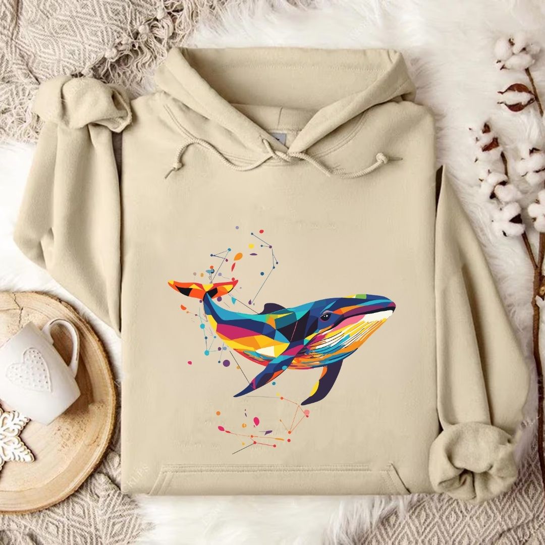 Geometric Whale Hoodie