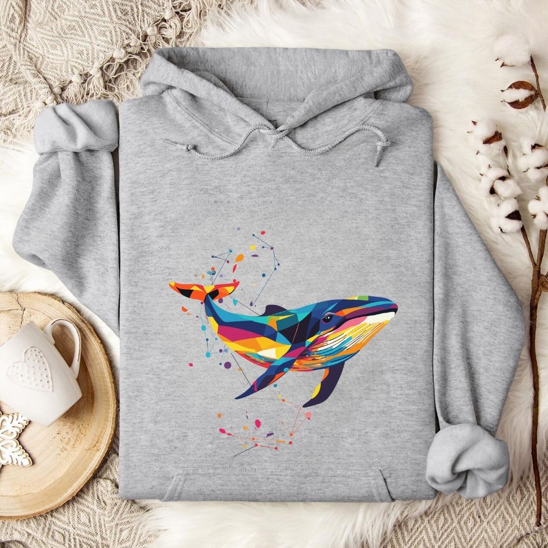 Geometric Whale Hoodie
