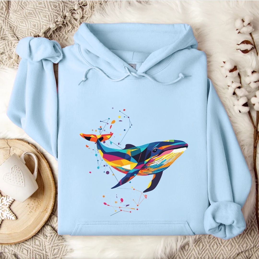 Geometric Whale Hoodie