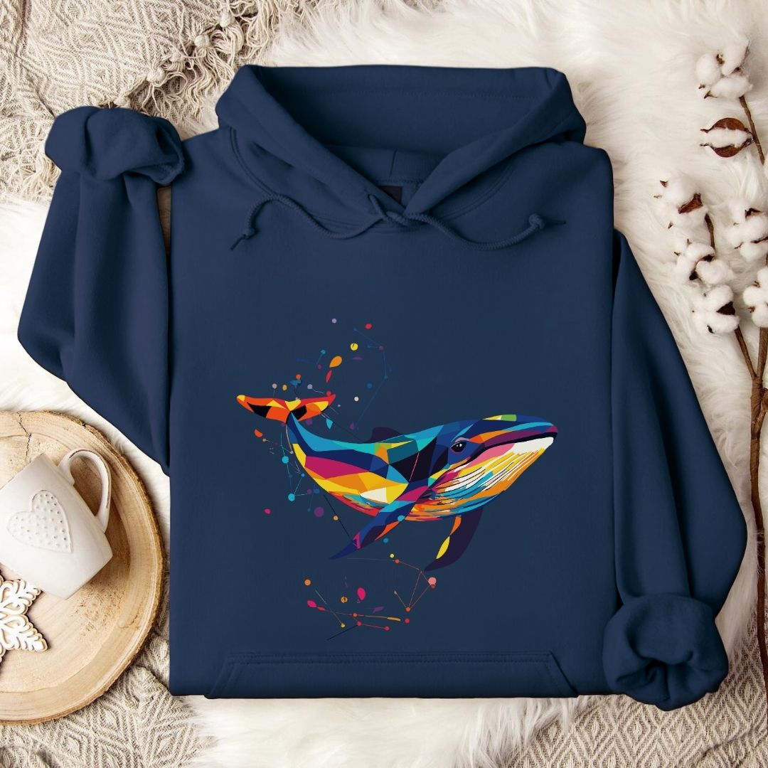 Geometric Whale Hoodie