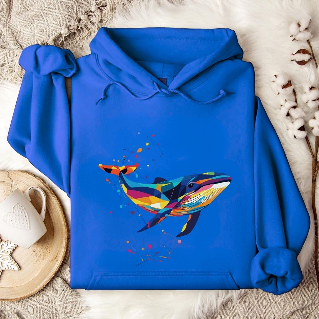 Geometric Whale Hoodie