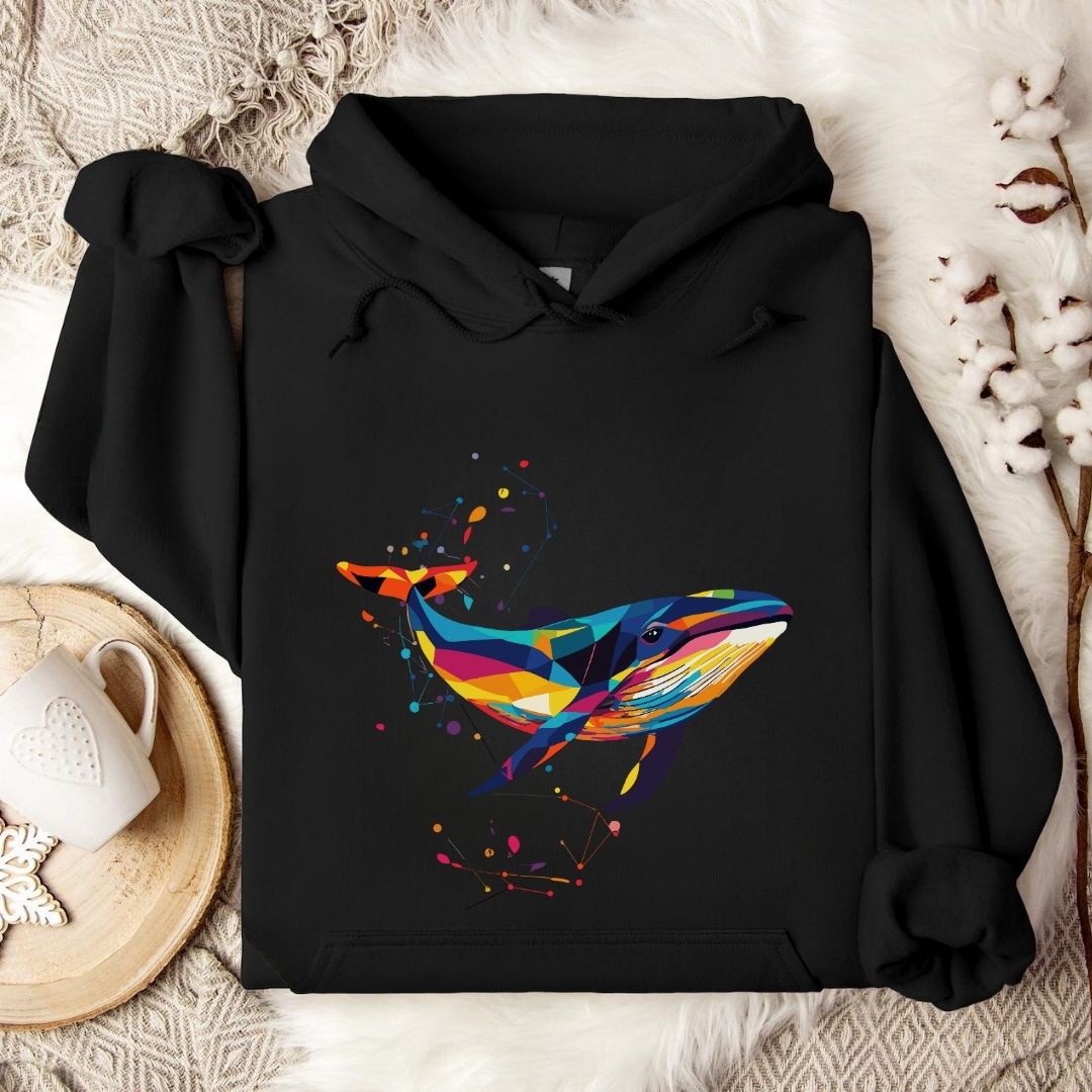 Geometric Whale Hoodie