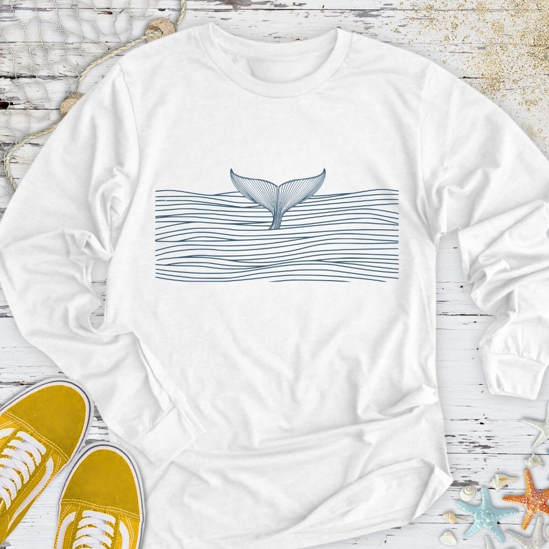 Whale In a Sea Of Lines Long Sleeve Tee