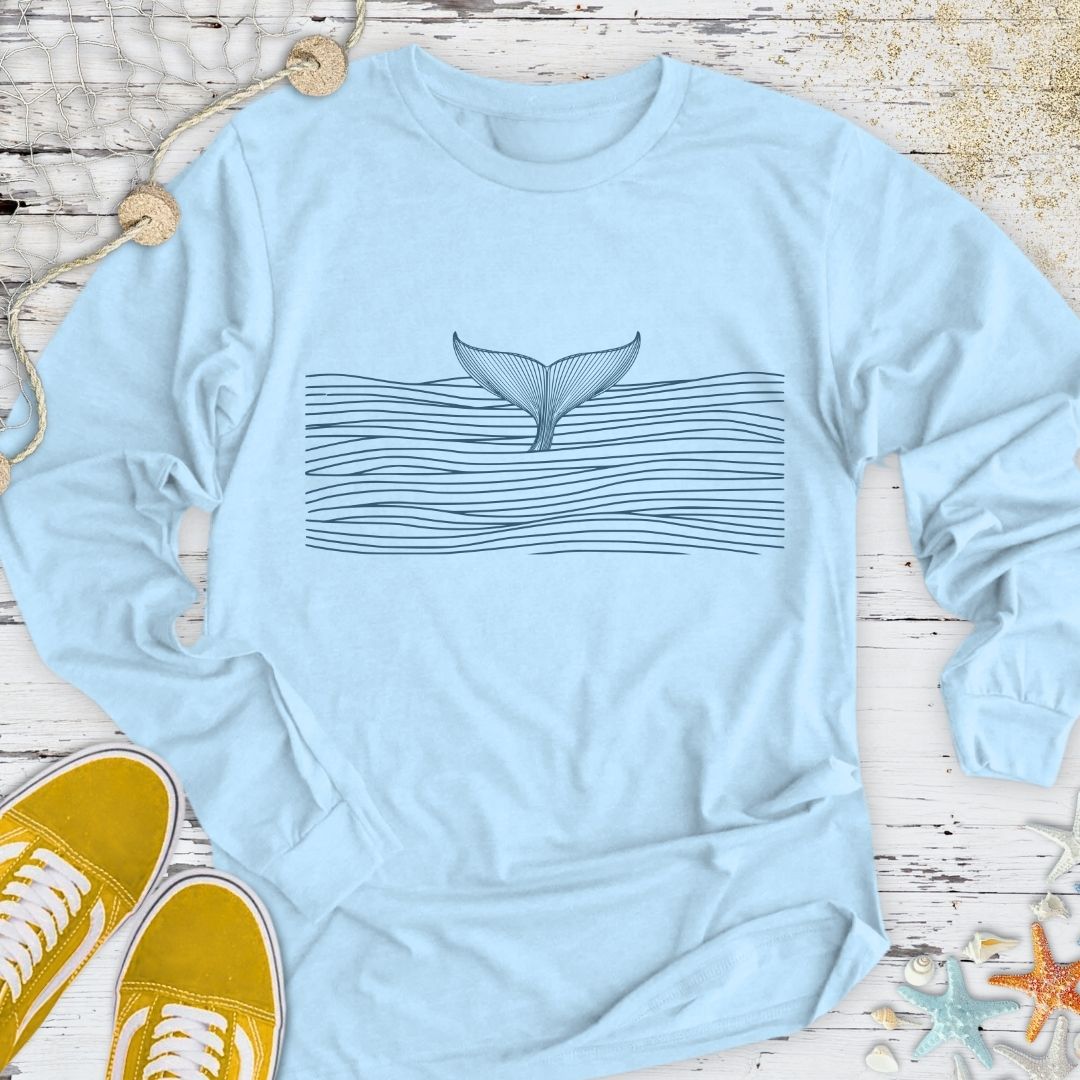 Whale In a Sea Of Lines Long Sleeve Tee