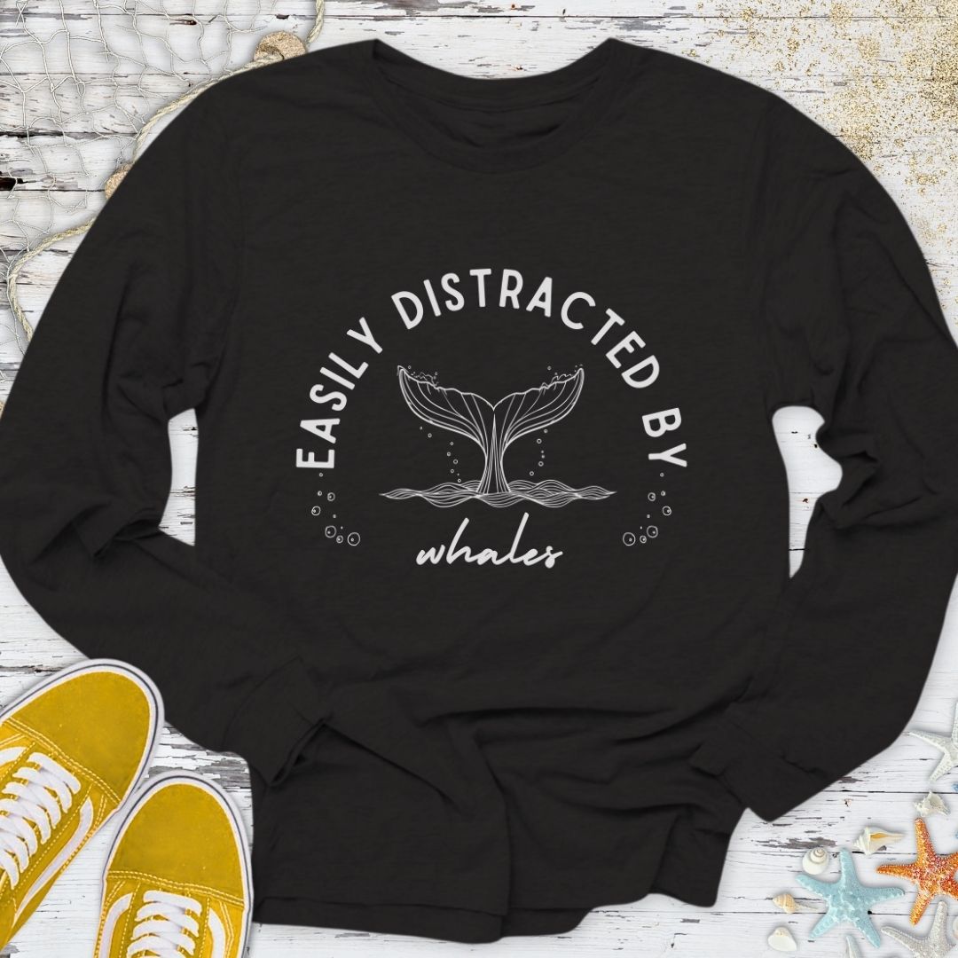 Distracted By Whales Long Sleeve Tee
