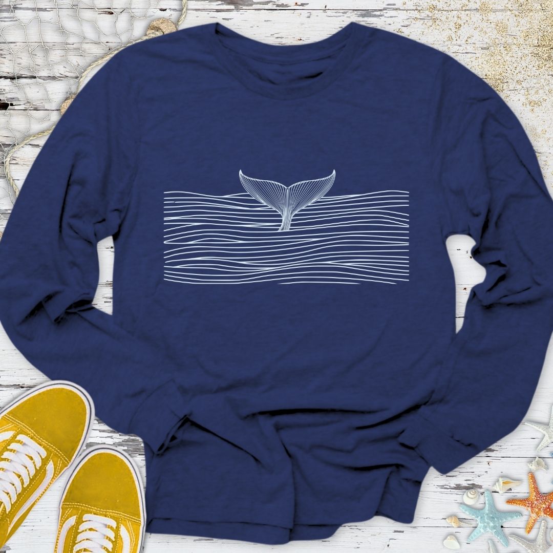 Whale In a Sea Of Lines Long Sleeve Tee