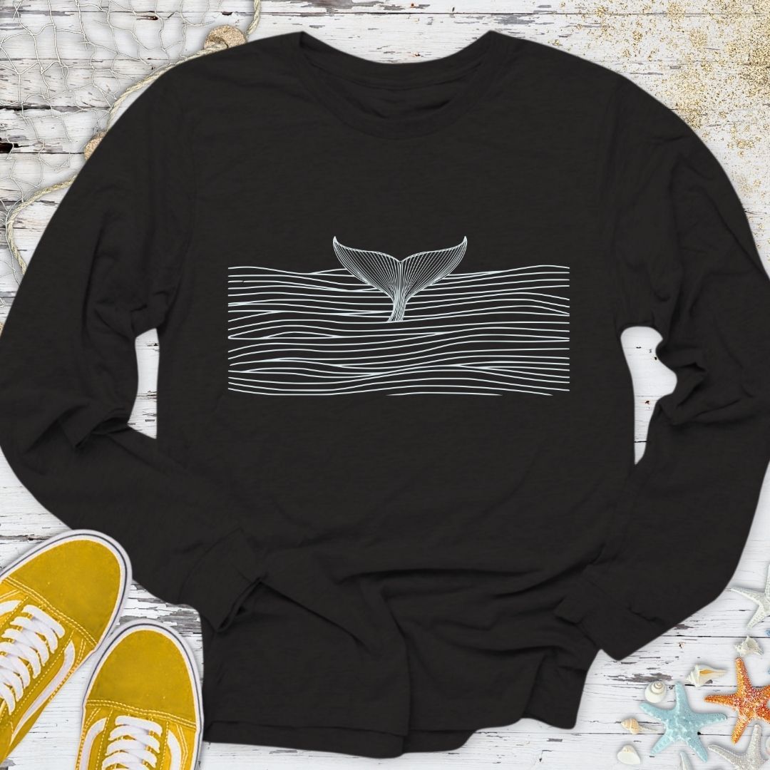 Whale In a Sea Of Lines Long Sleeve Tee