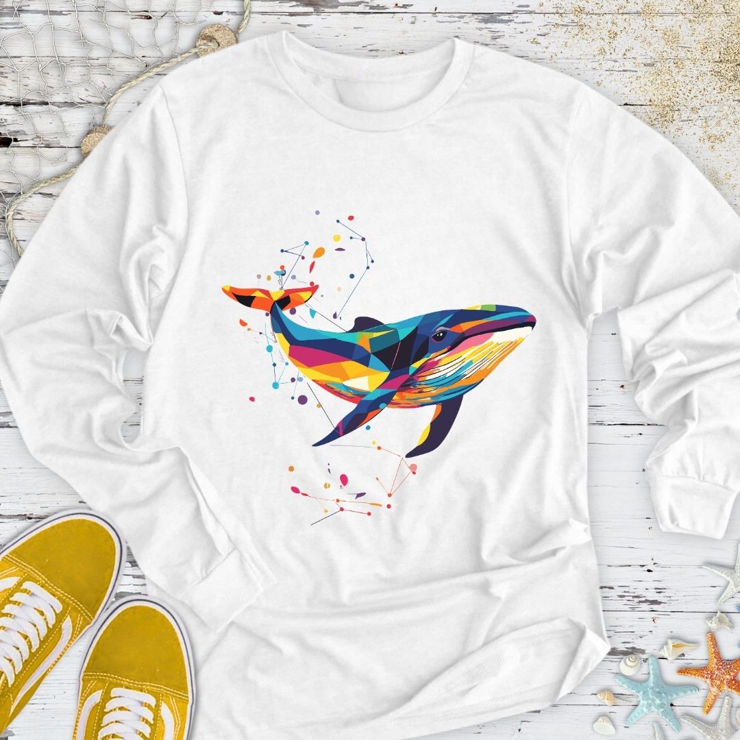 Geometric Whale Long Sleeve Tee