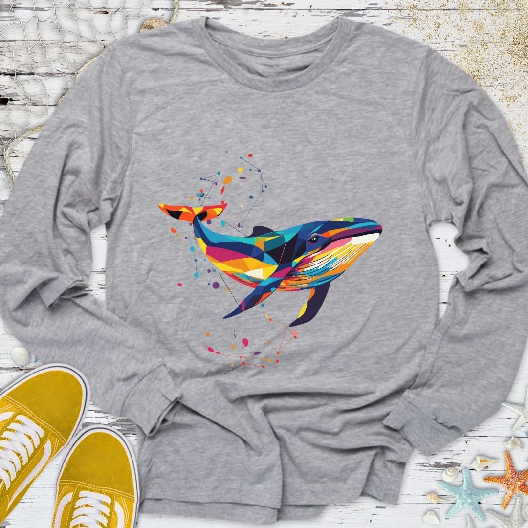 Geometric Whale Long Sleeve Tee