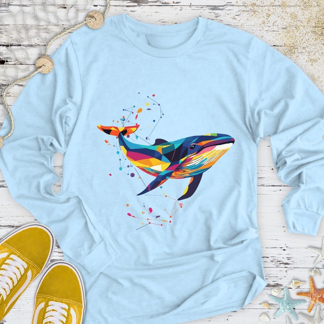 Geometric Whale Long Sleeve Tee