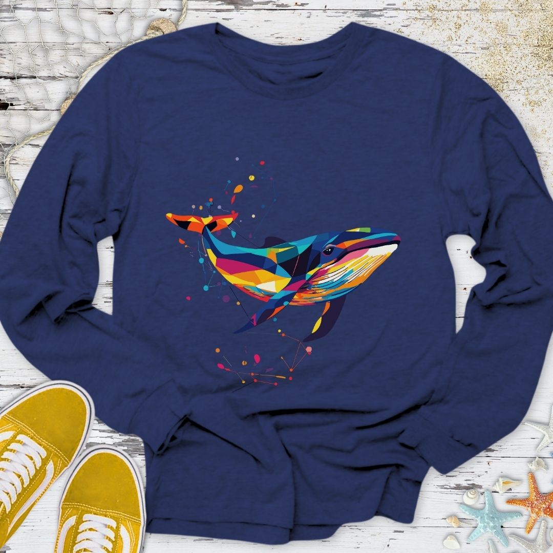 Geometric Whale Long Sleeve Tee