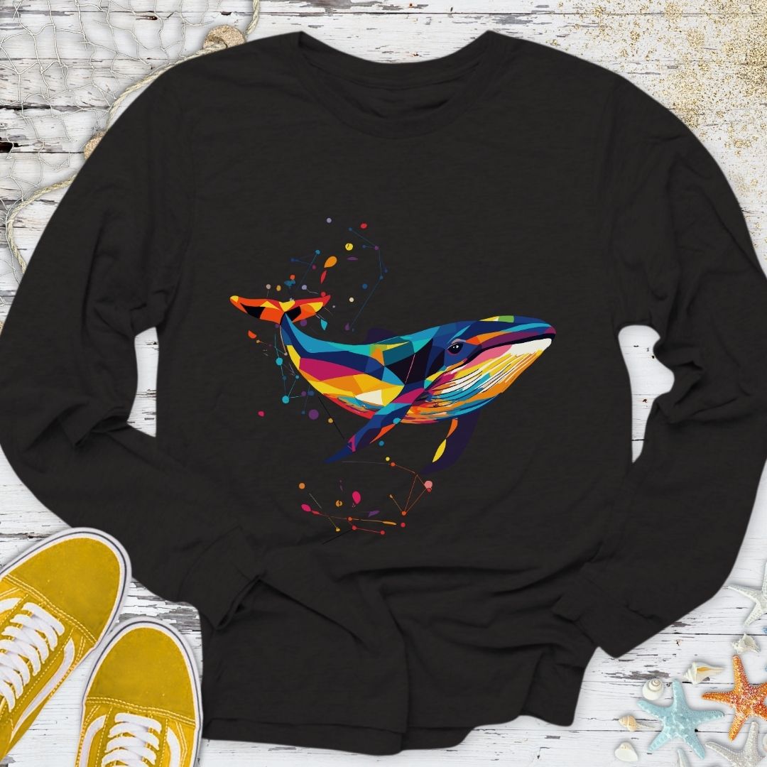 Geometric Whale Long Sleeve Tee