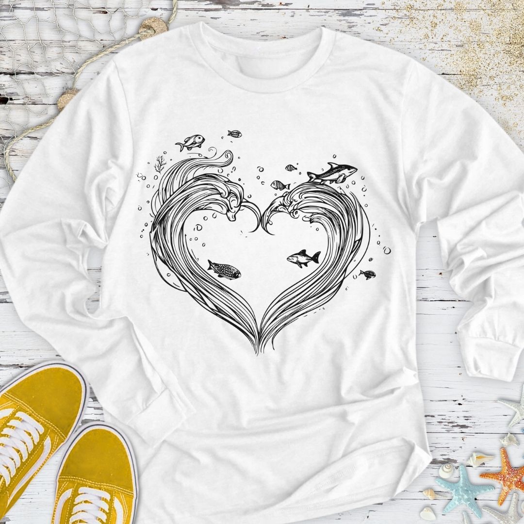 Wave Heart Long Sleeve Tee