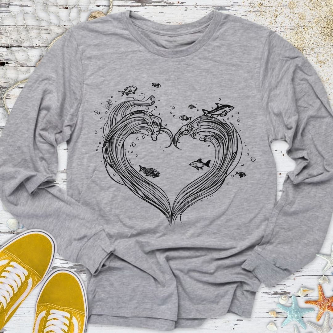 Wave Heart Long Sleeve Tee