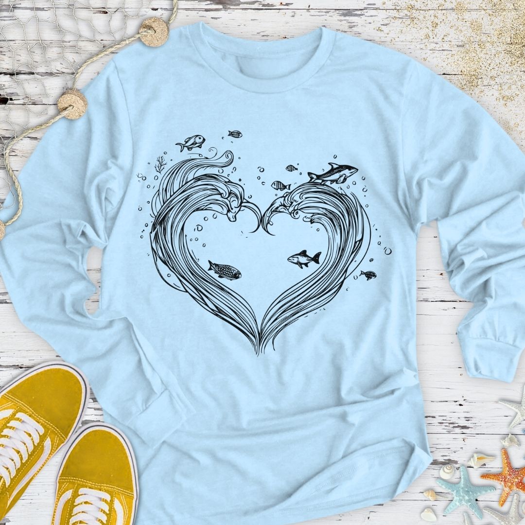 Wave Heart Long Sleeve Tee