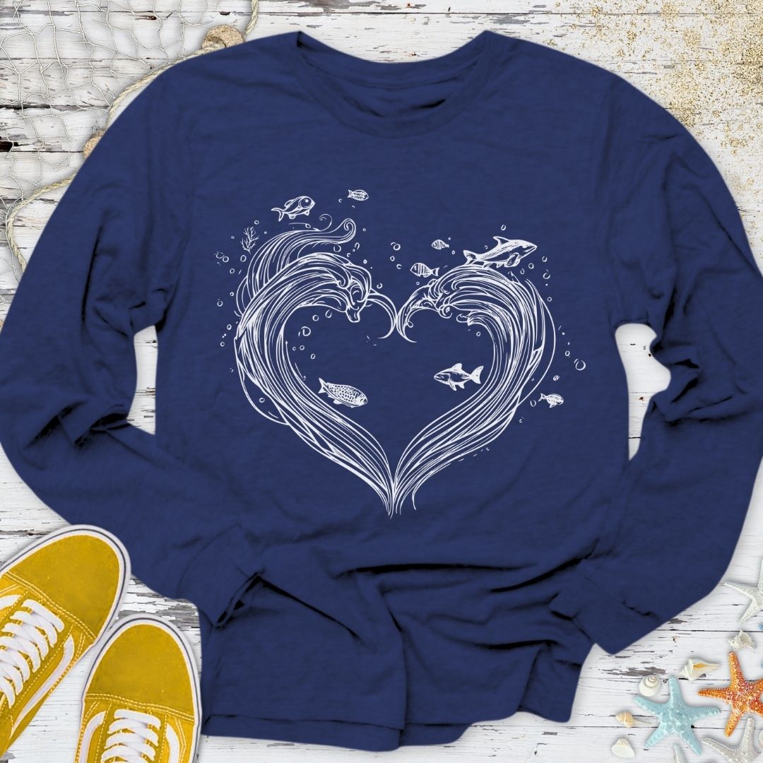 Wave Heart Long Sleeve Tee