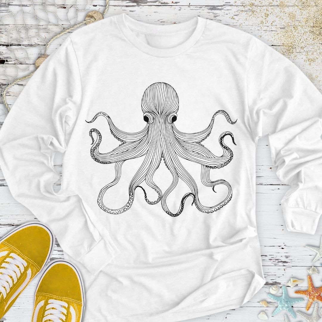 Octopus Line Art Long Sleeve Tee