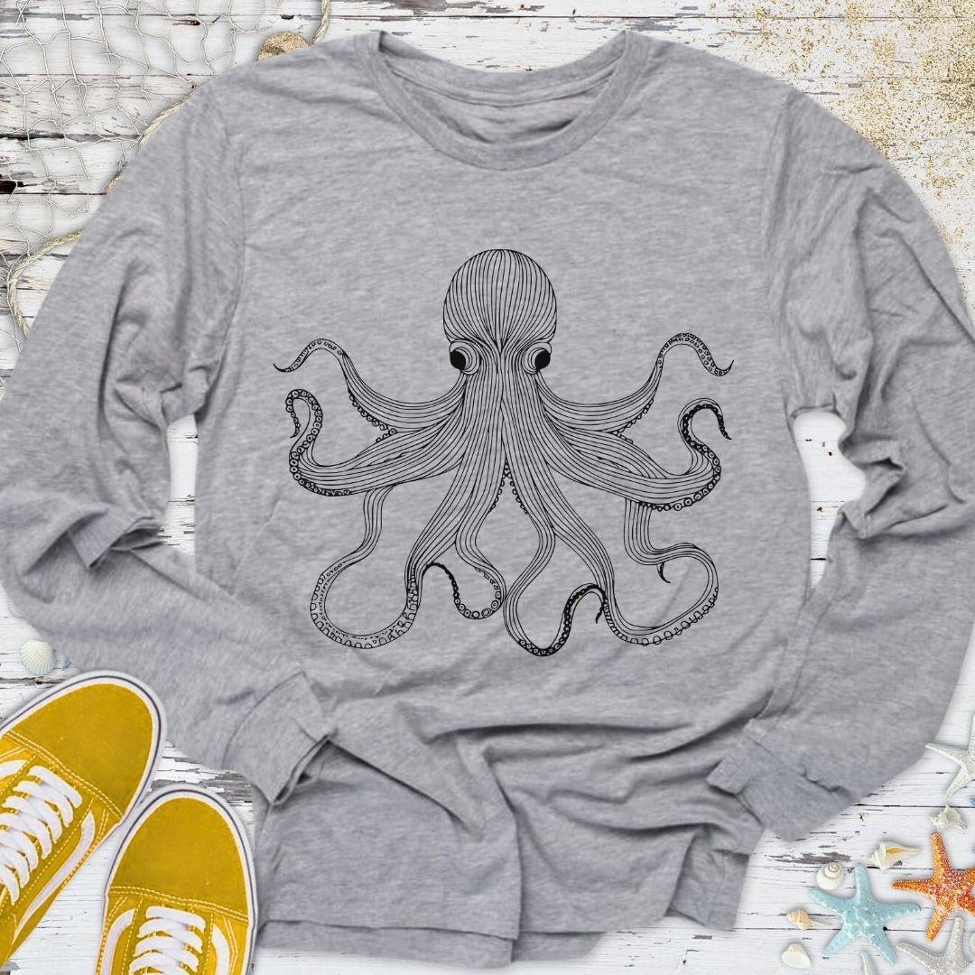 Octopus Line Art Long Sleeve Tee