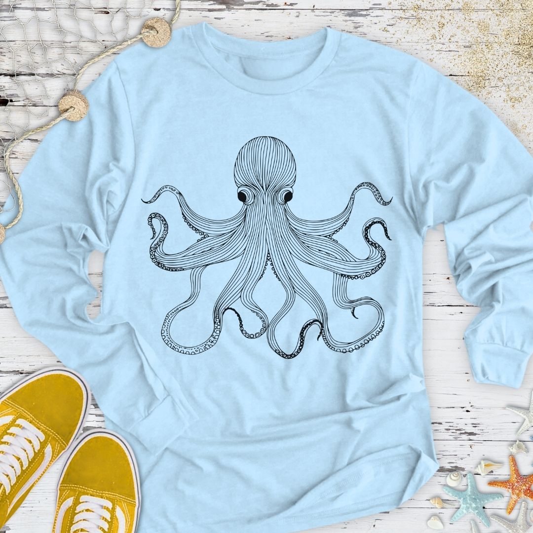 Octopus Line Art Long Sleeve Tee