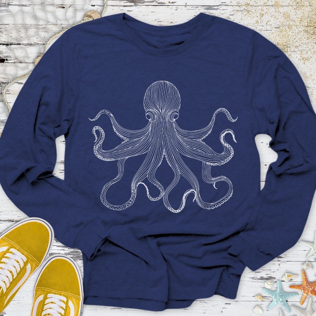 Octopus Line Art Long Sleeve Tee