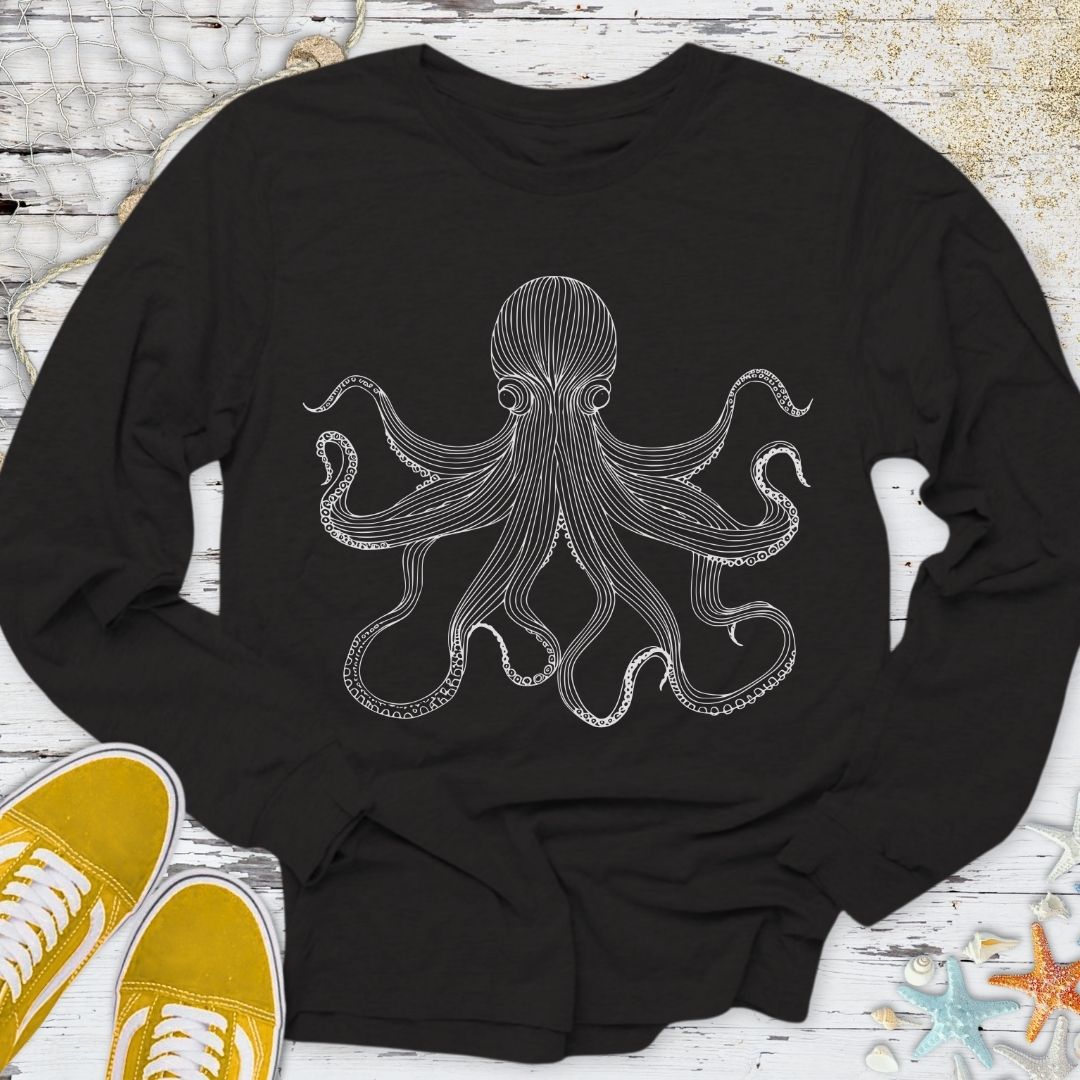 Octopus Line Art Long Sleeve Tee