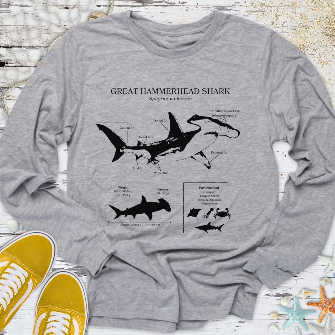 Hammerhead Shark Anatomy Long Sleeve Tee