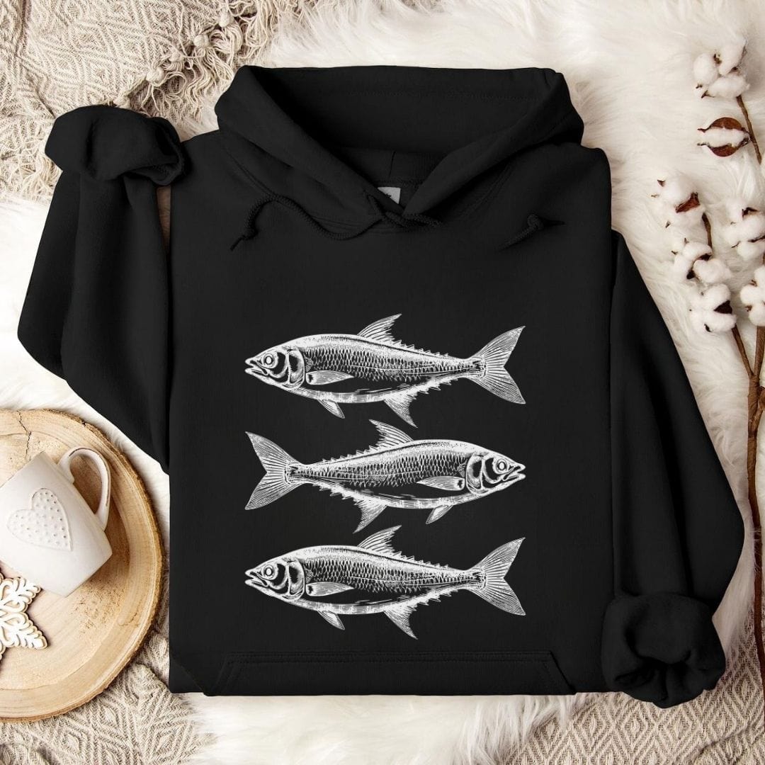 3 Sardines Hoodie Black / S