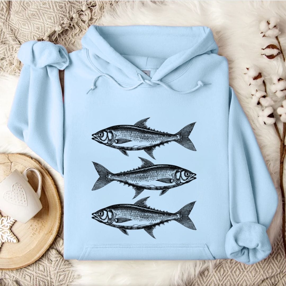 3 Sardines Hoodie Light Blue / S