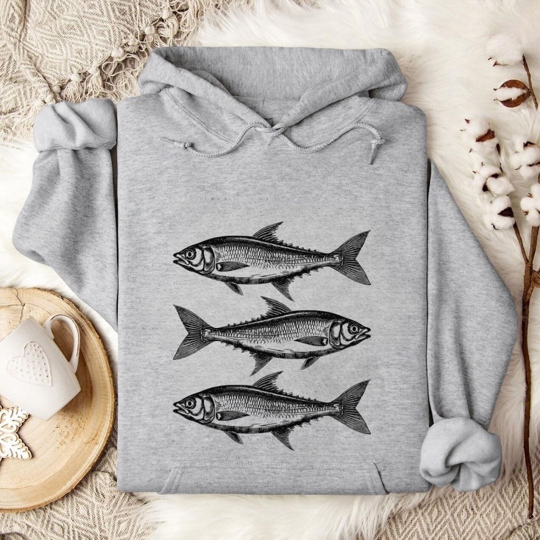 3 Sardines Hoodie Sport Grey / S