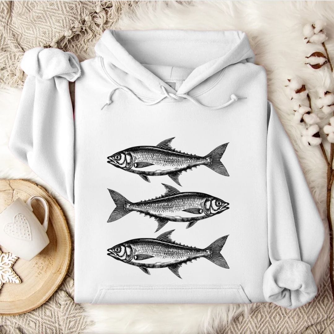 3 Sardines Hoodie White / S