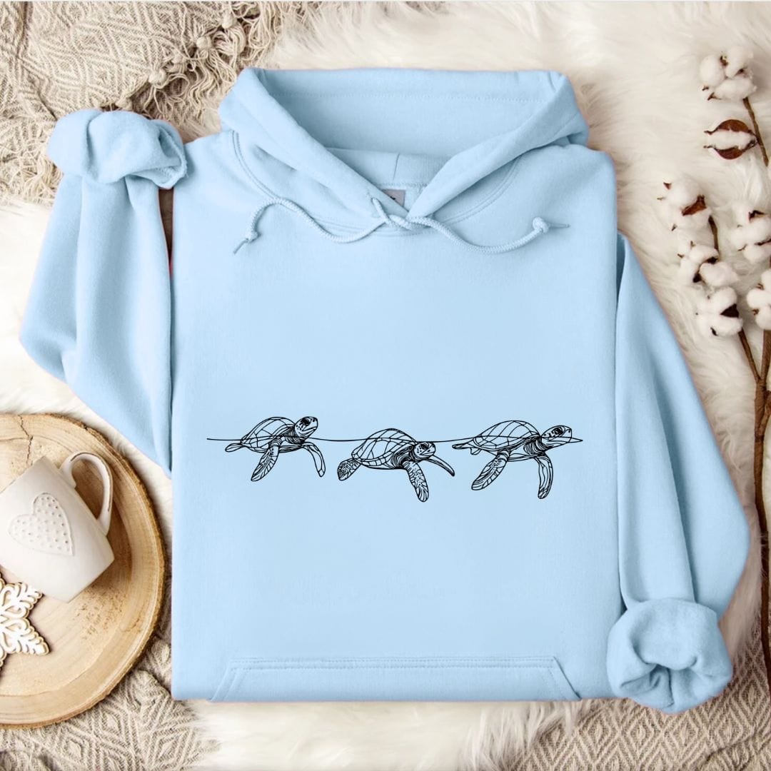 3 Turtles Hoodie Light Blue / S