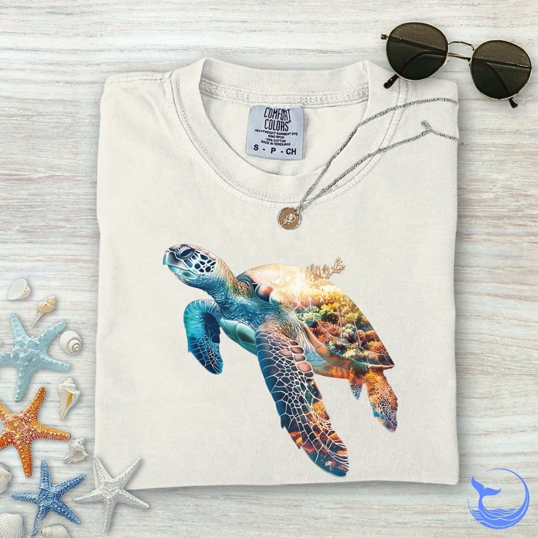 Coral Turtle Comfort Colors T-Shirt
