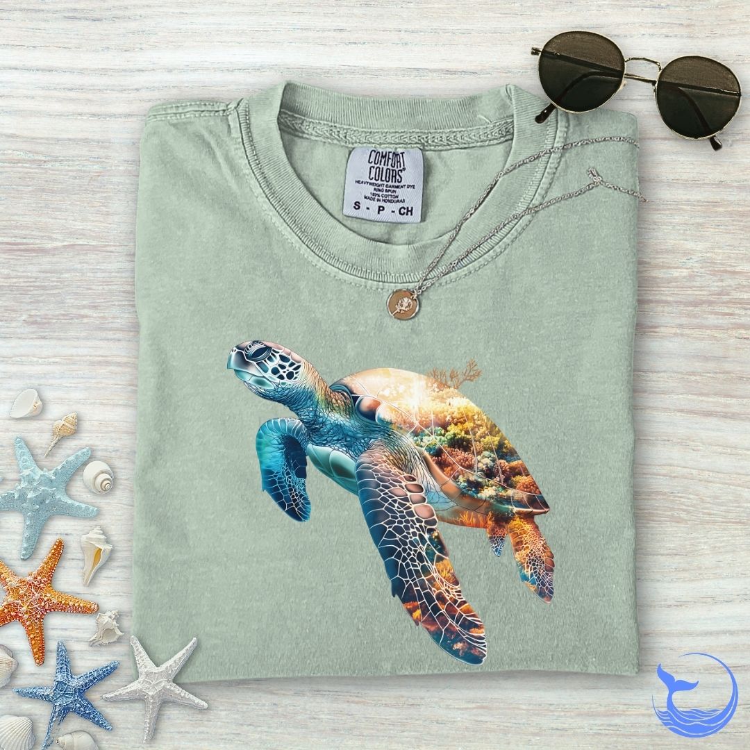 Coral Turtle Comfort Colors T-Shirt