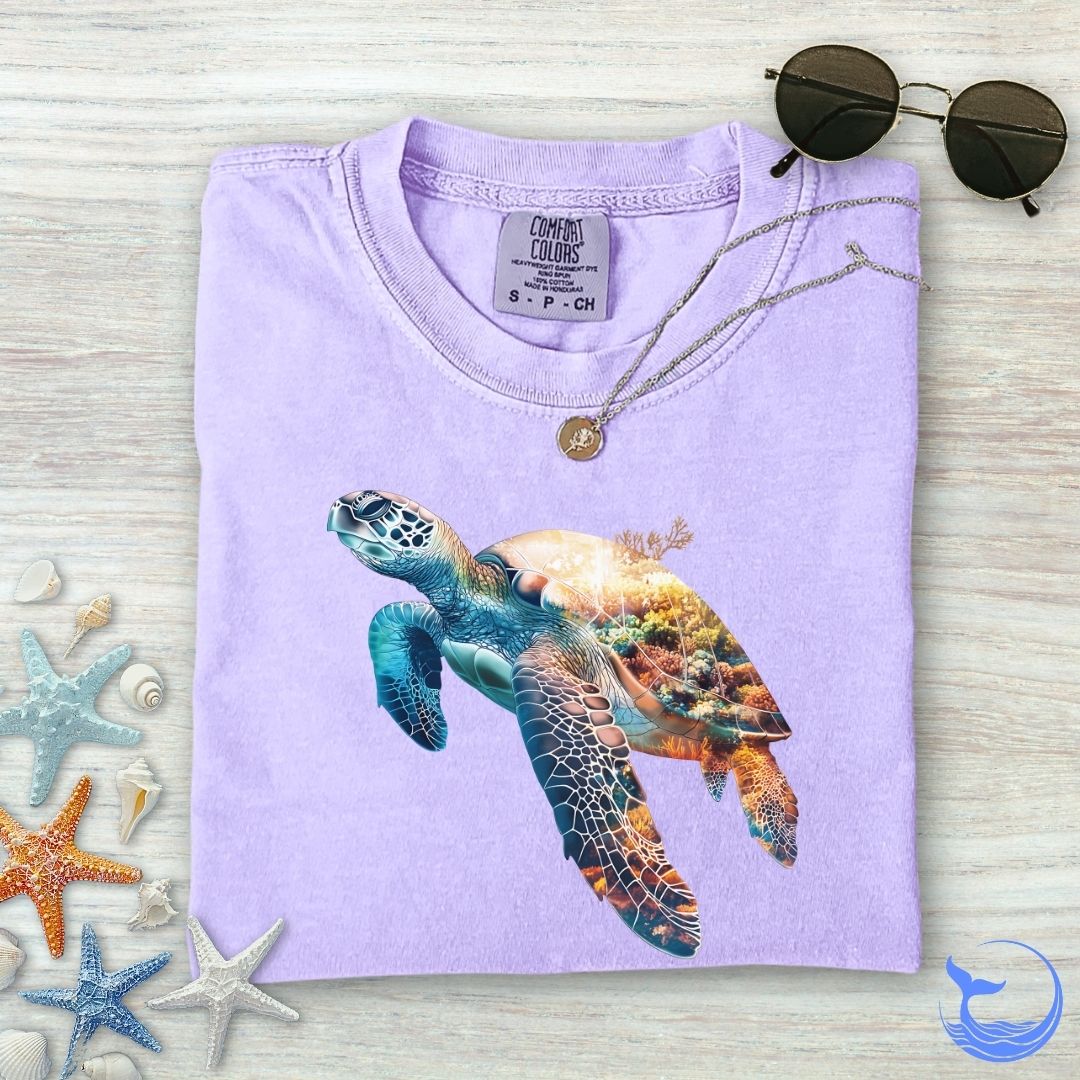 Coral Turtle Comfort Colors T-Shirt