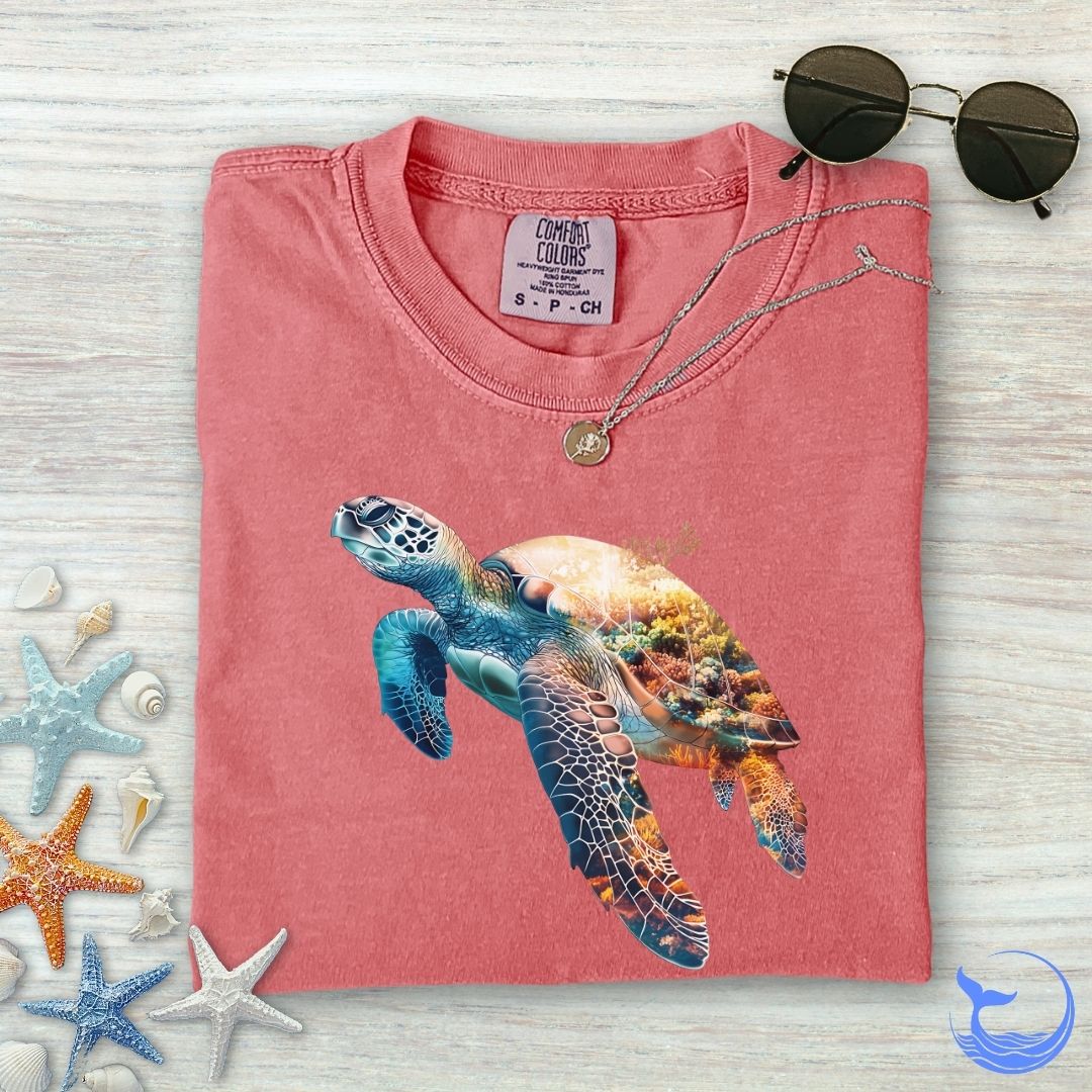 Coral Turtle Comfort Colors T-Shirt