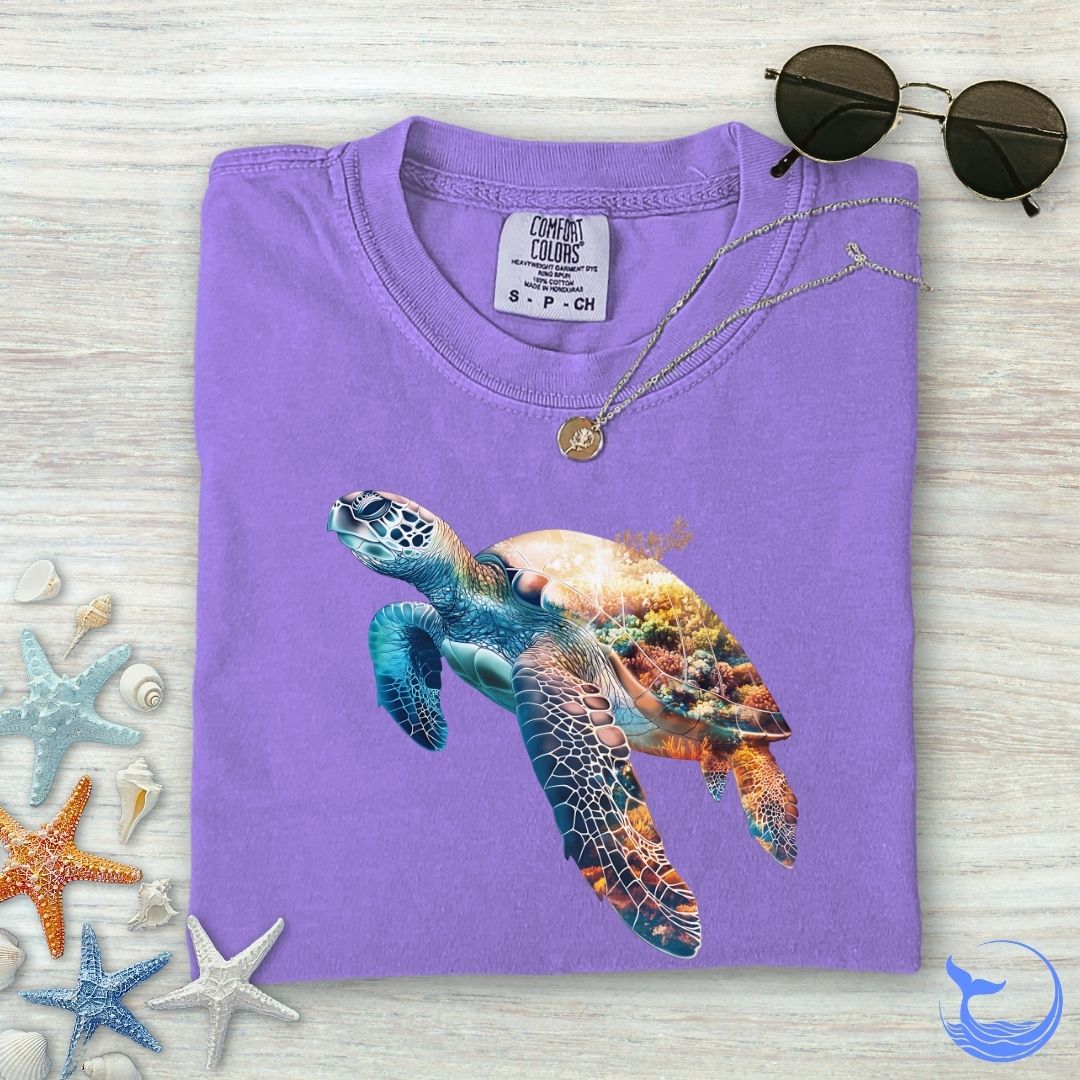 Coral Turtle Comfort Colors T-Shirt