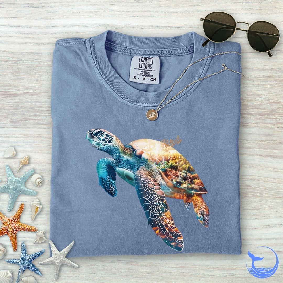 Coral Turtle Comfort Colors T-Shirt