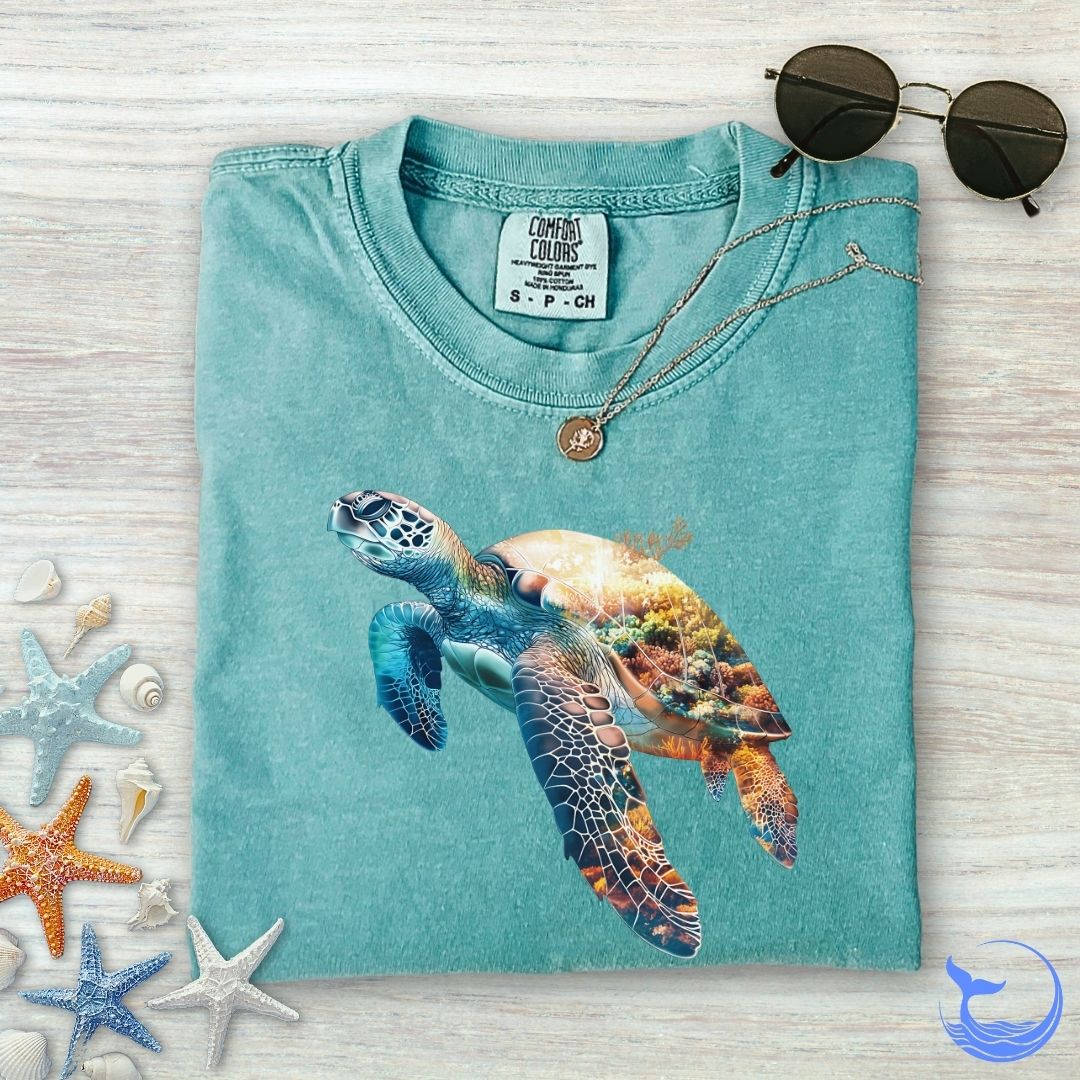Coral Turtle Comfort Colors T-Shirt