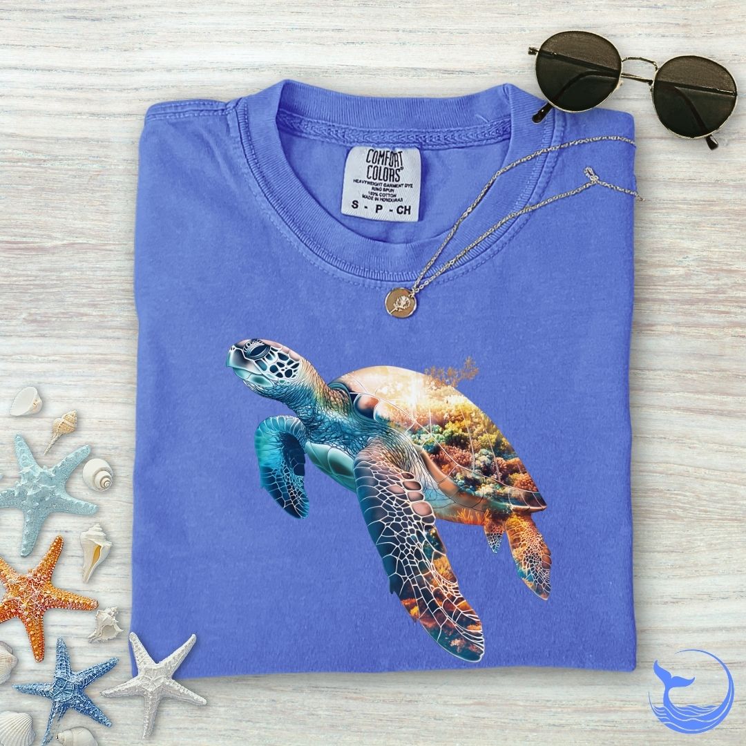 Coral Turtle Comfort Colors T-Shirt