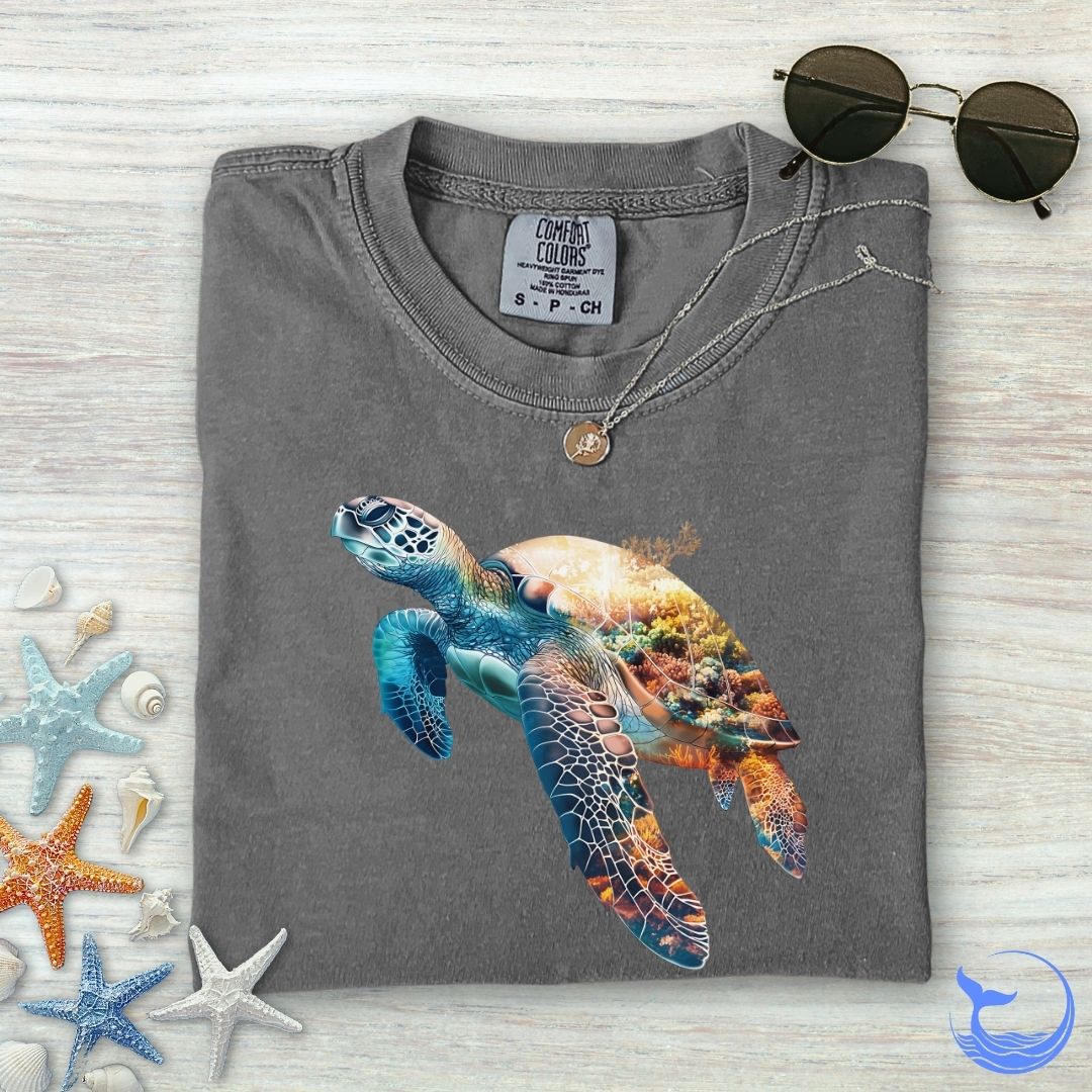 Coral Turtle Comfort Colors T-Shirt