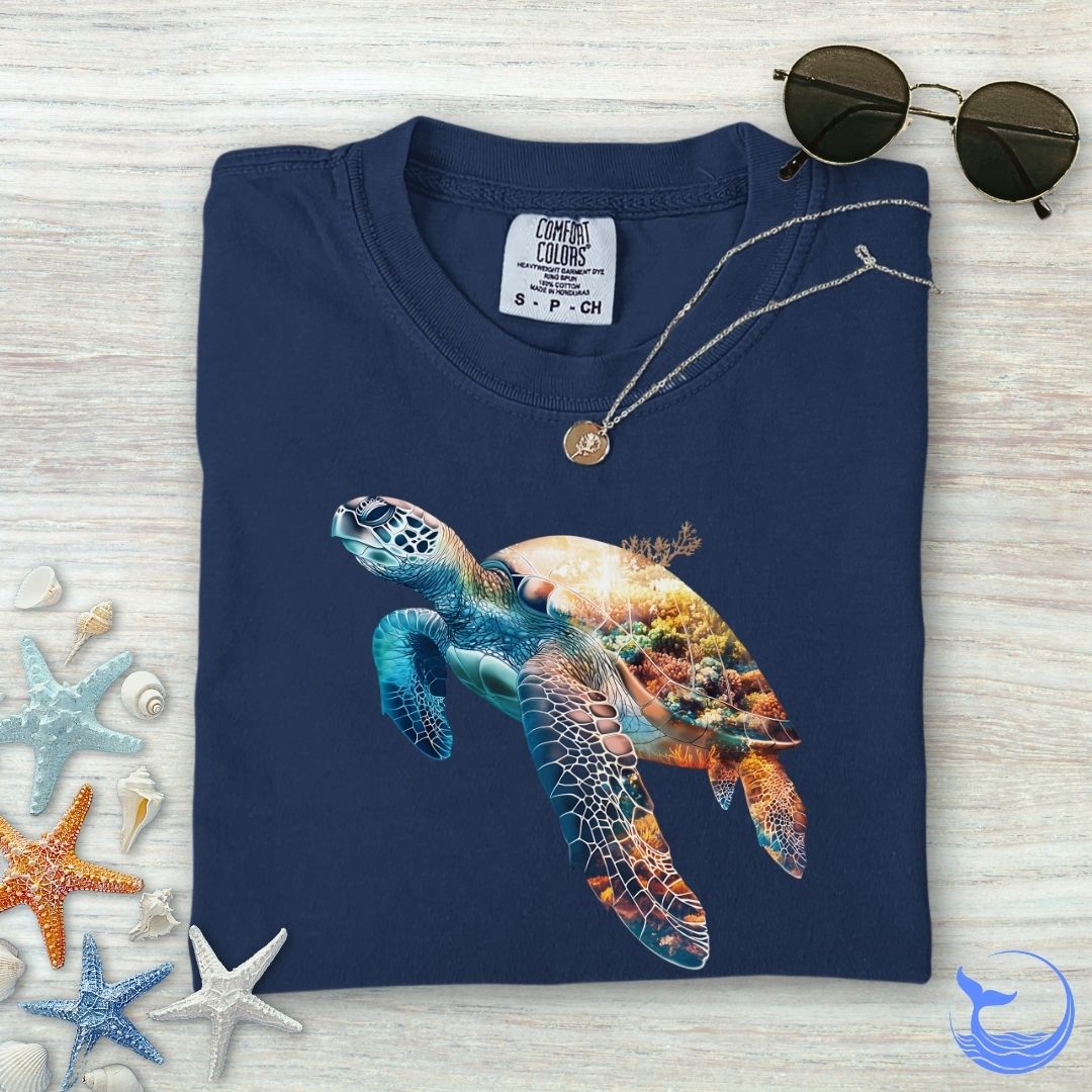 Coral Turtle Comfort Colors T-Shirt