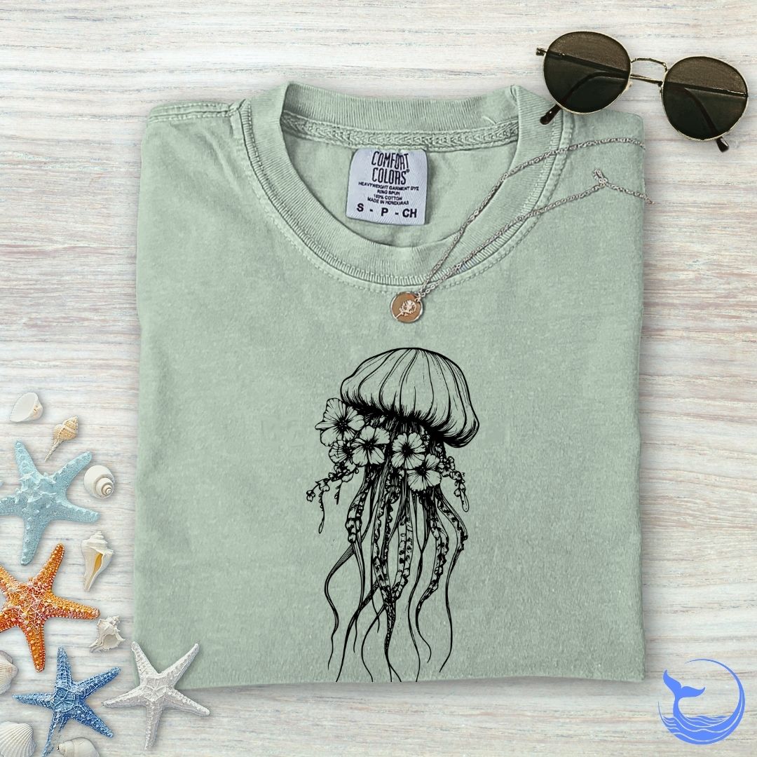 Floral Jellyfish Comfort Colors T-Shirt