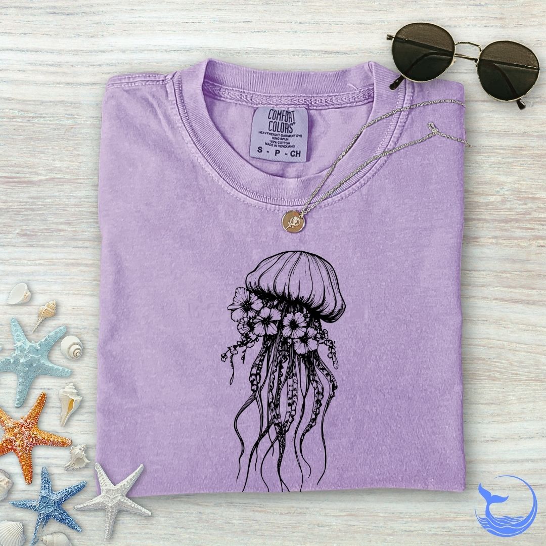 Floral Jellyfish Comfort Colors T-Shirt