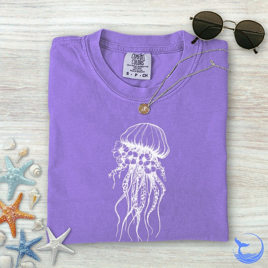 Floral Jellyfish Comfort Colors T-Shirt