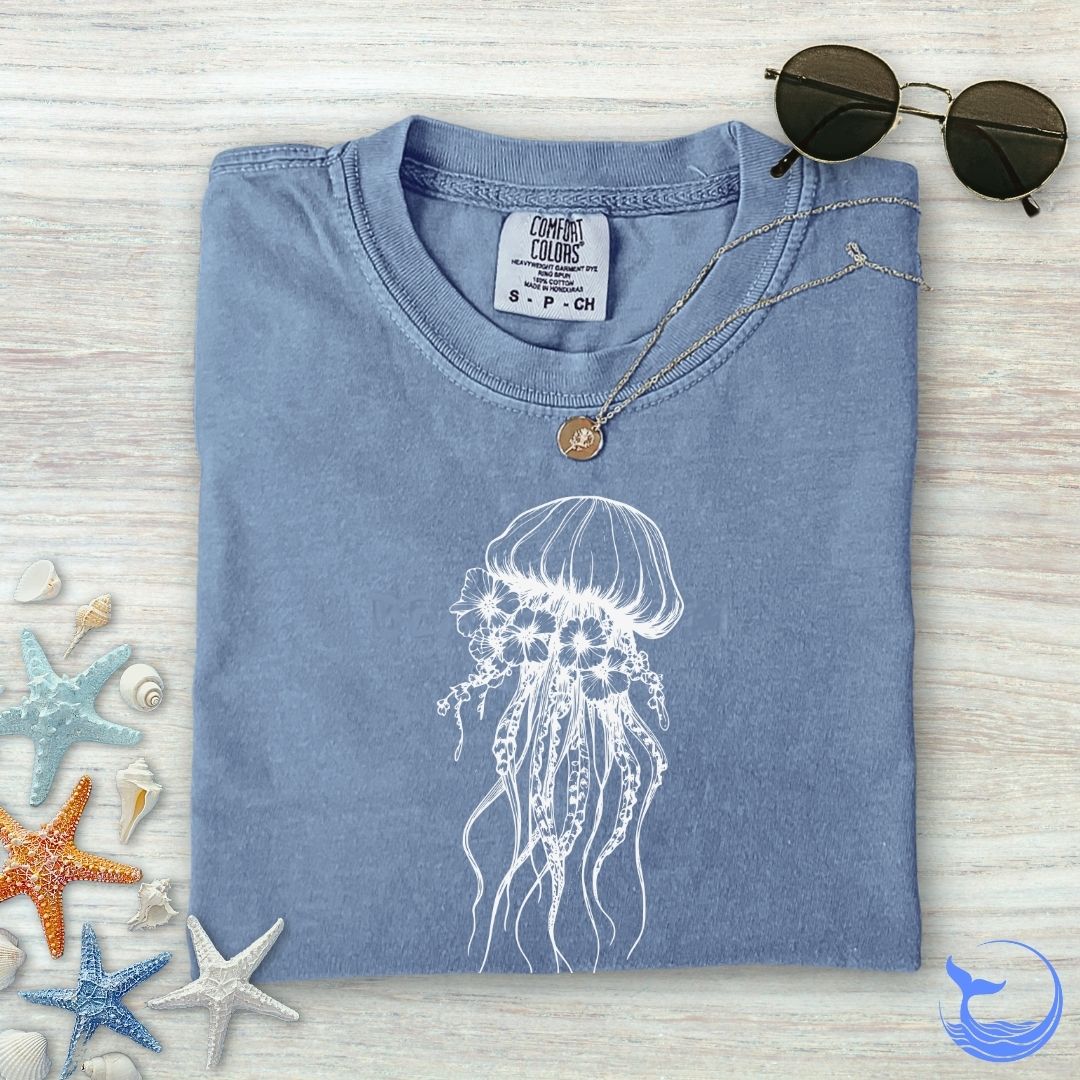 Floral Jellyfish Comfort Colors T-Shirt