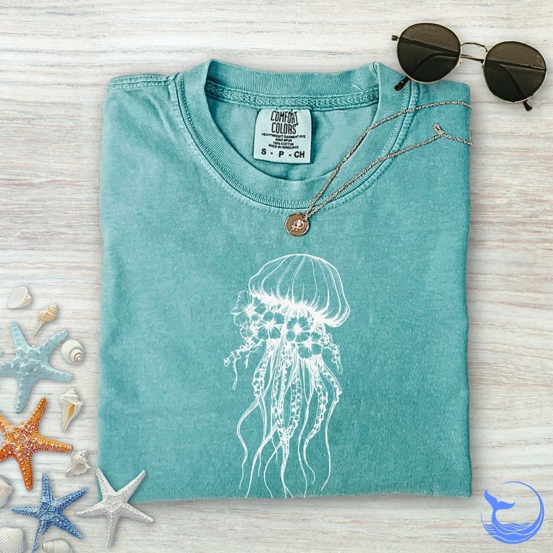 Floral Jellyfish Comfort Colors T-Shirt