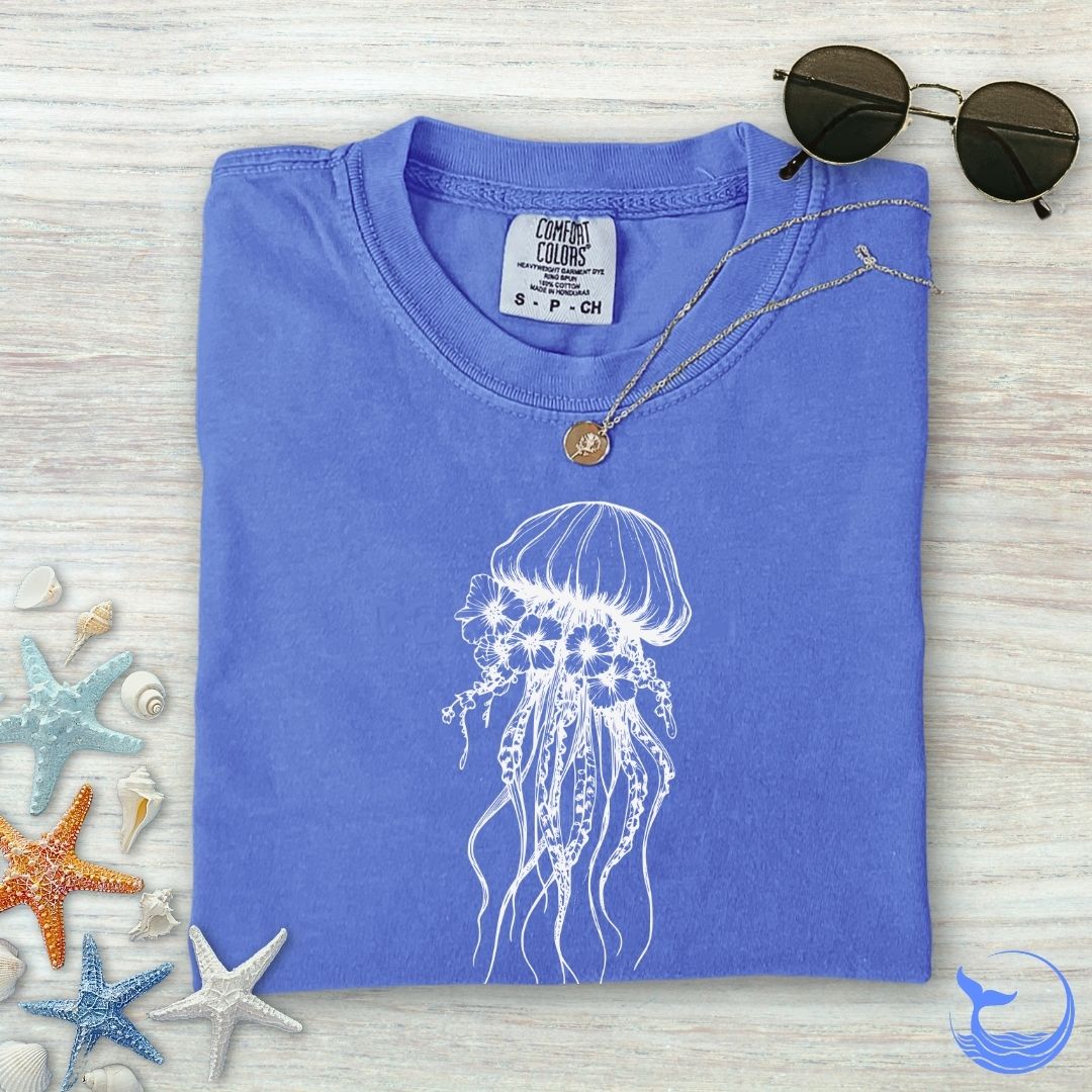 Floral Jellyfish Comfort Colors T-Shirt