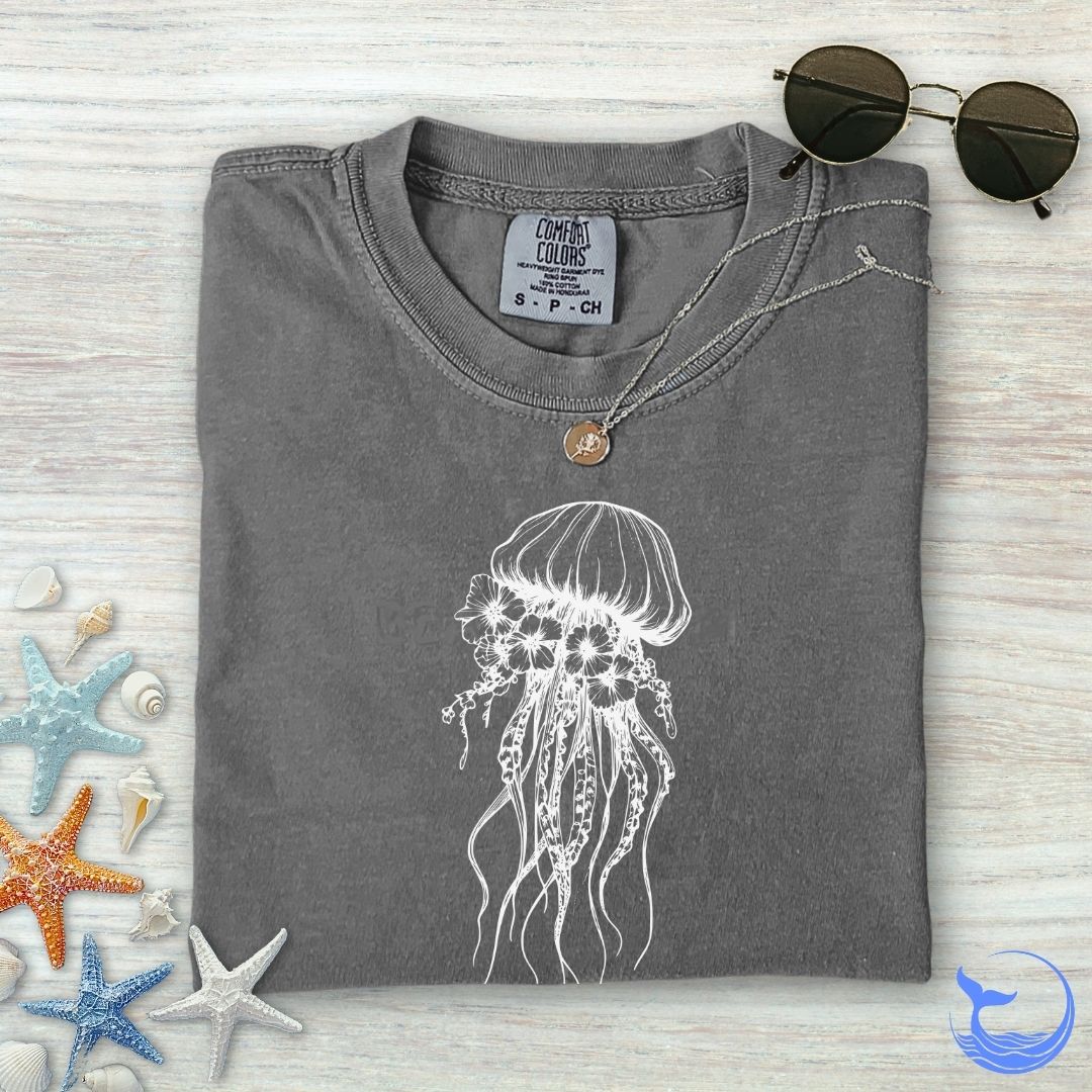 Floral Jellyfish Comfort Colors T-Shirt