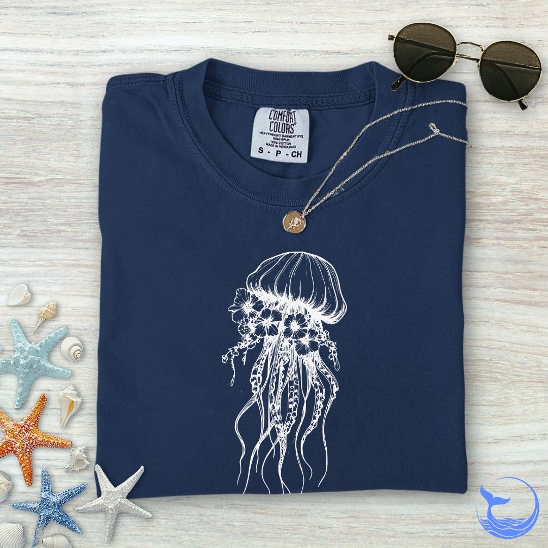 Floral Jellyfish Comfort Colors T-Shirt